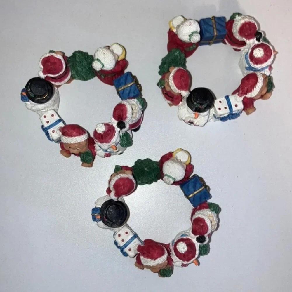 🎄✨ Set of 3 Ceramic Christmas Napkin Rings | 3” Diameter 🎅🎁